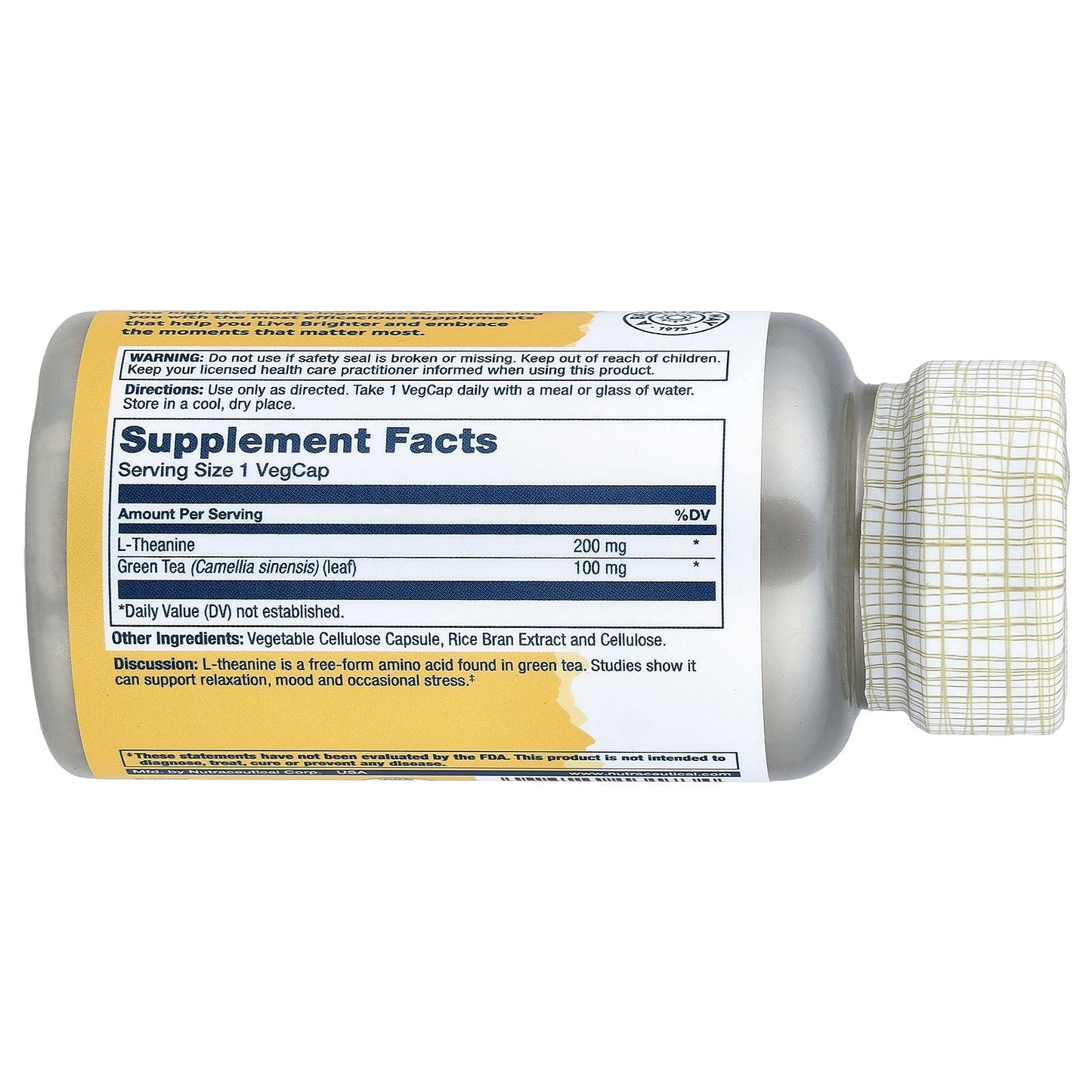 Solaray, L-Theanine with Green Tea, 90 VegCaps