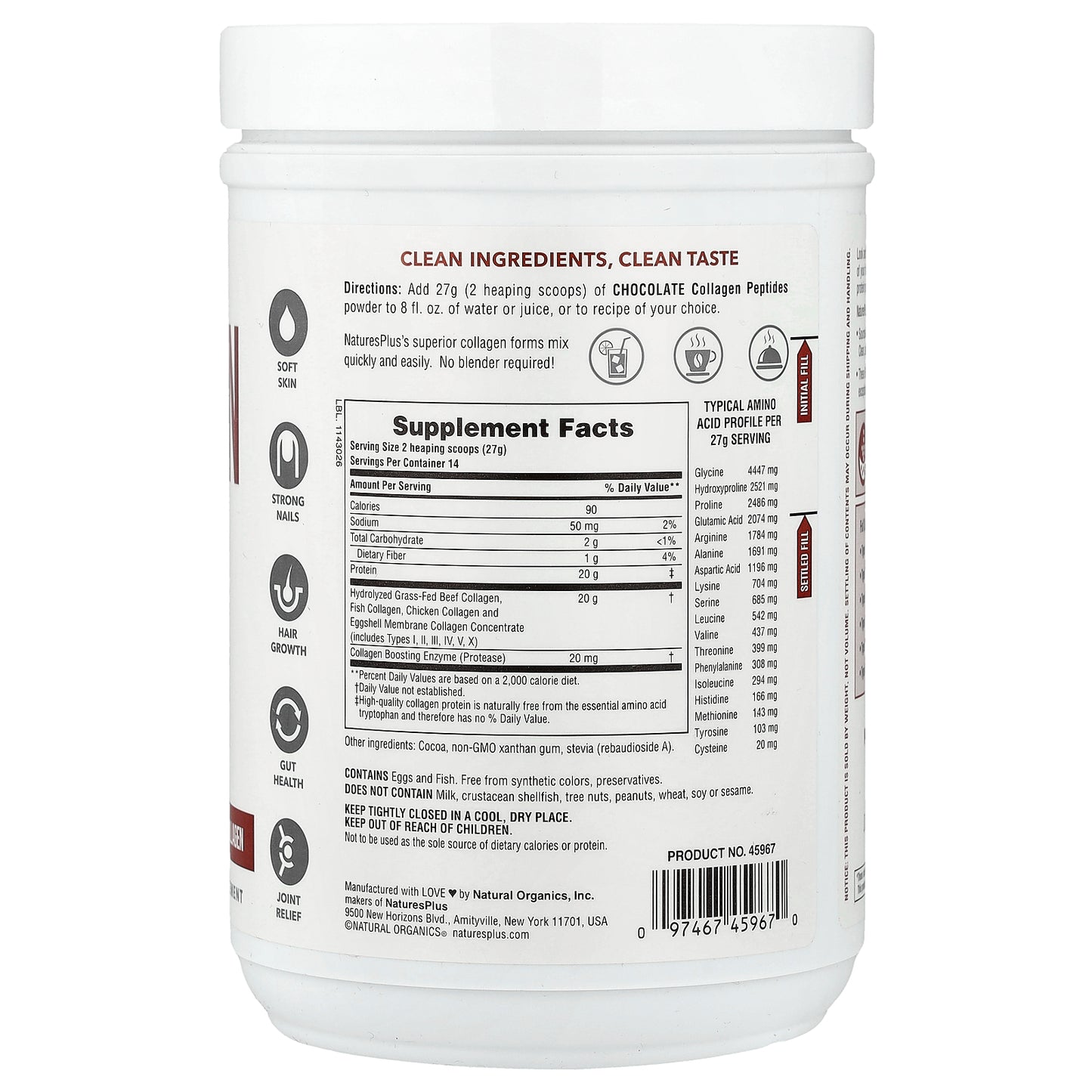 NaturesPlus, Collagen Peptides, Chocolate, 0.83 lb (378 g)