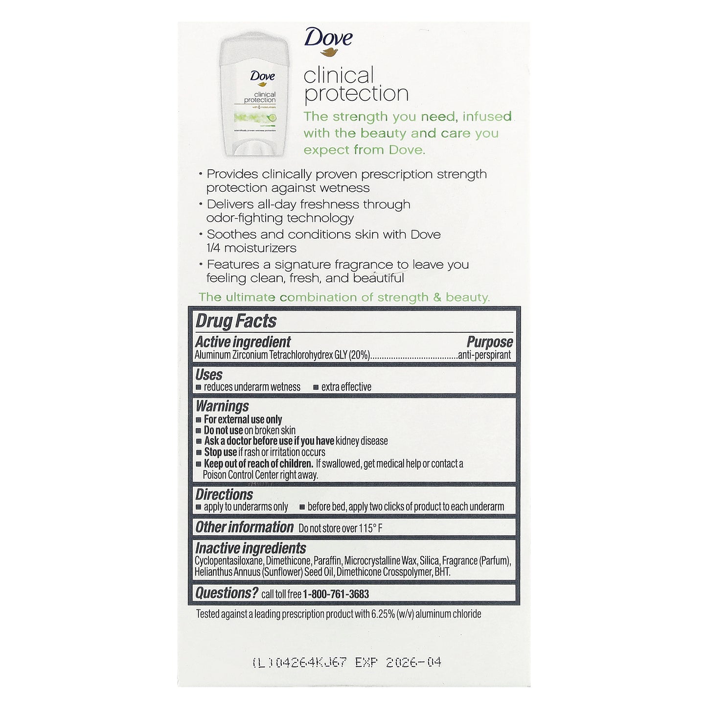 Dove, Clinical Protection, Anti-Perspirant Deodorant, Cool Essentials, 1.7 oz (48 g)