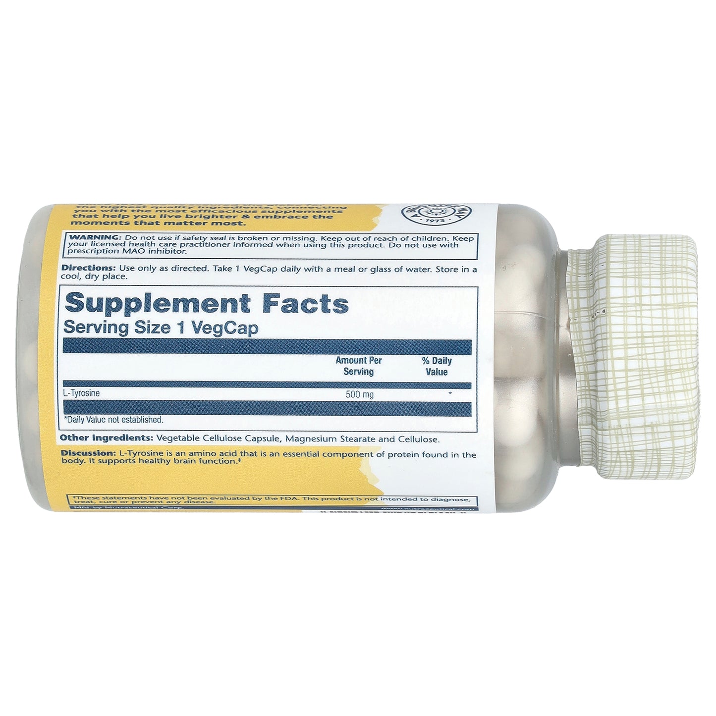 Solaray, L-Tyrosine, 500 mg, 100 VegCaps