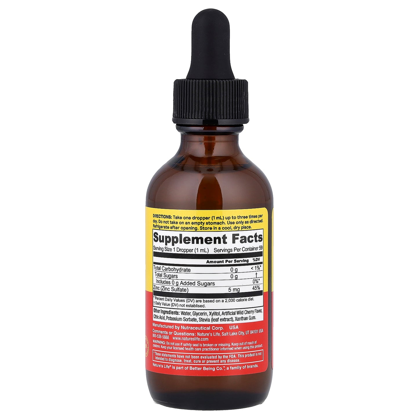 Nature's Life, Zinc Liquid Drops, Wild Cherry, 2 fl oz (59 ml)