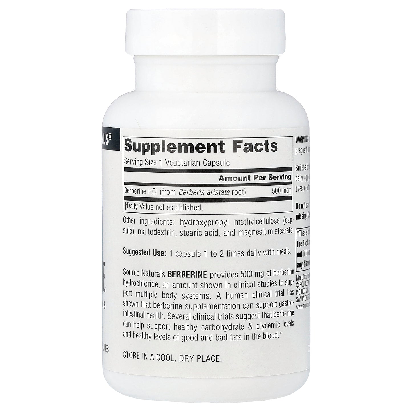 Source Naturals, Berberine, 500 mg, 60 Vegetarian Capsules