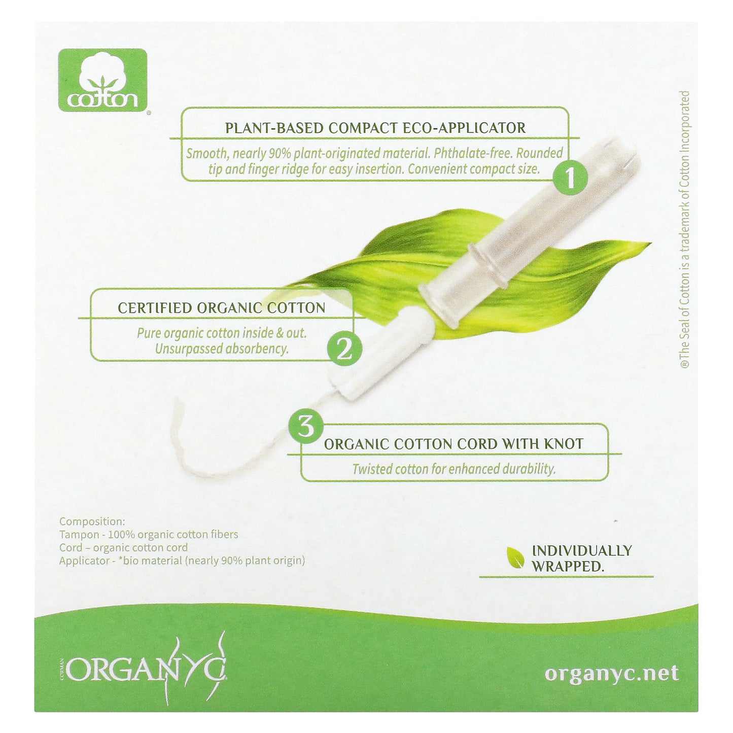 Organyc, Organic Tampons, Compact, Super, 16 Tampons