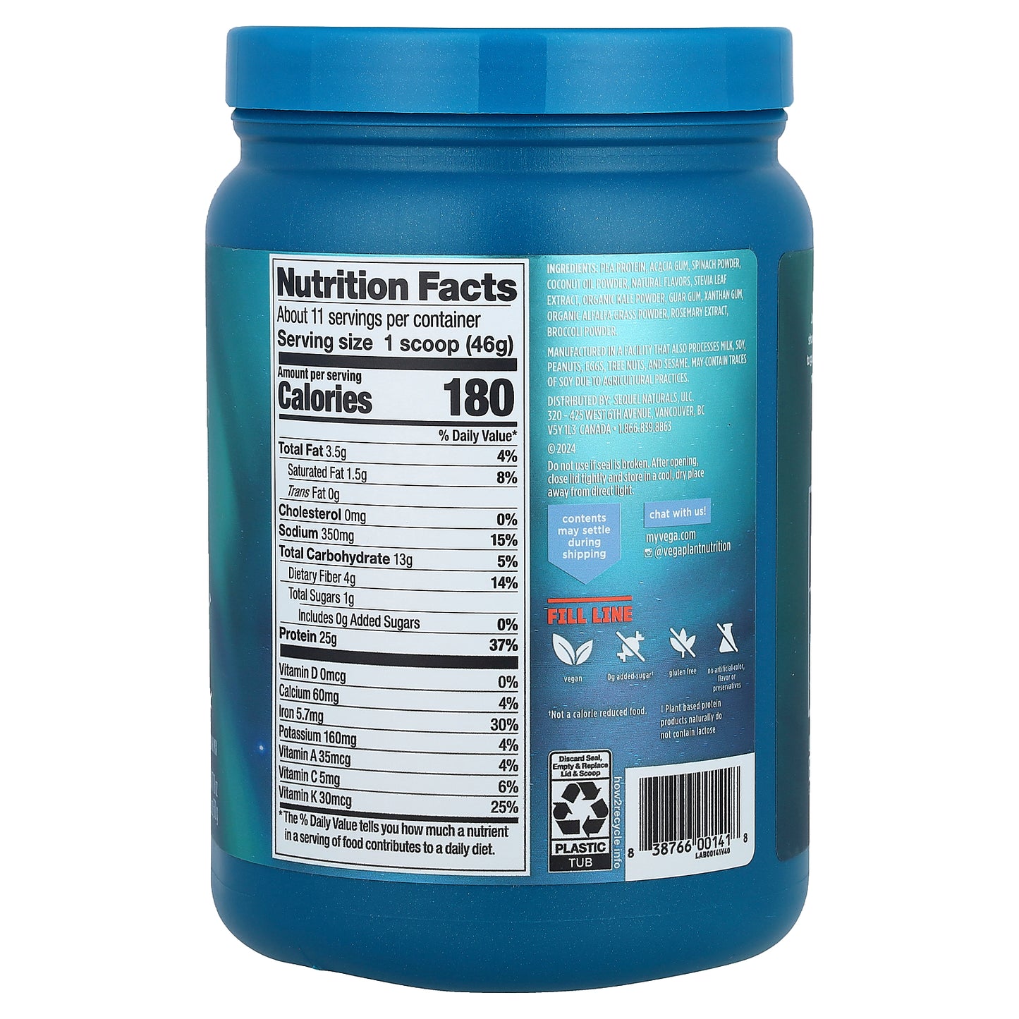 Vega, Premium, Protein + Supergreens™, Creamy Vanilla, 1 lb 2 oz (510 g)