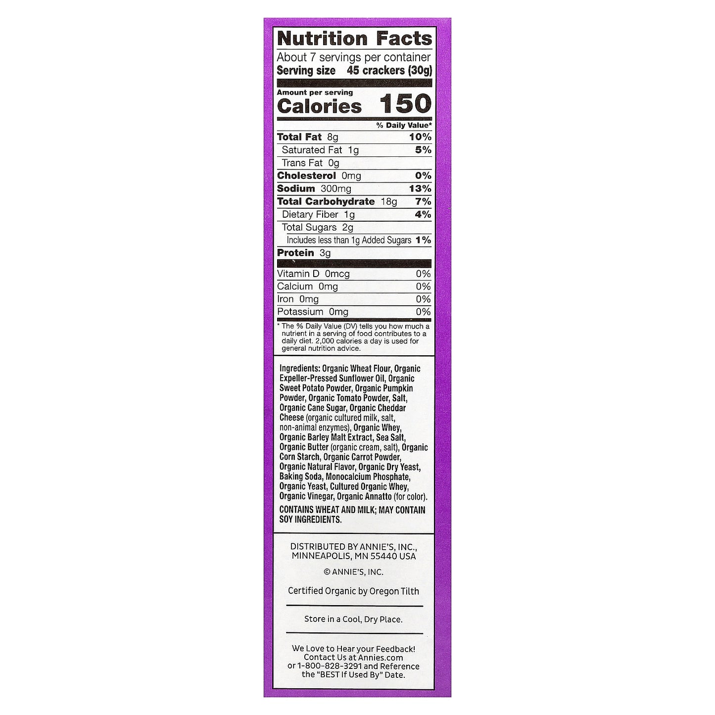 Annie's Homegrown, Cheesy Cheddar Baked Crackers, Hidden Veggies , 7.5 oz (213 g)