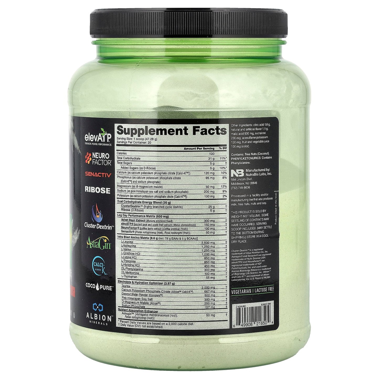 NutraBio, Intra Fuel, Leg Day™, Grape Berry Crush, 2.08 lb (946 g)