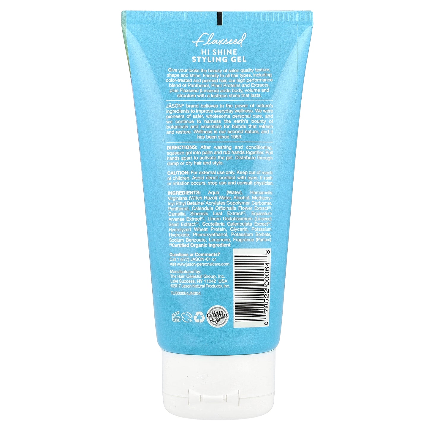 Jason Natural, Styling Gel, Flaxseed Hi Shine, 6 oz (170 g)