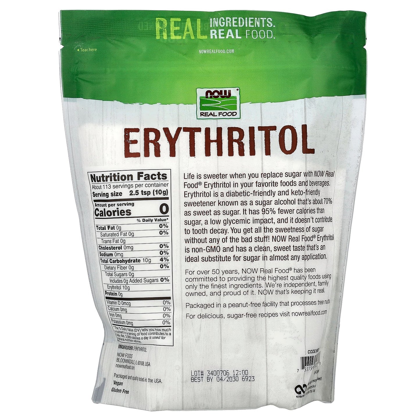 NOW Foods, Real Food, Erythritol, 2.5 lbs (1,134 g)