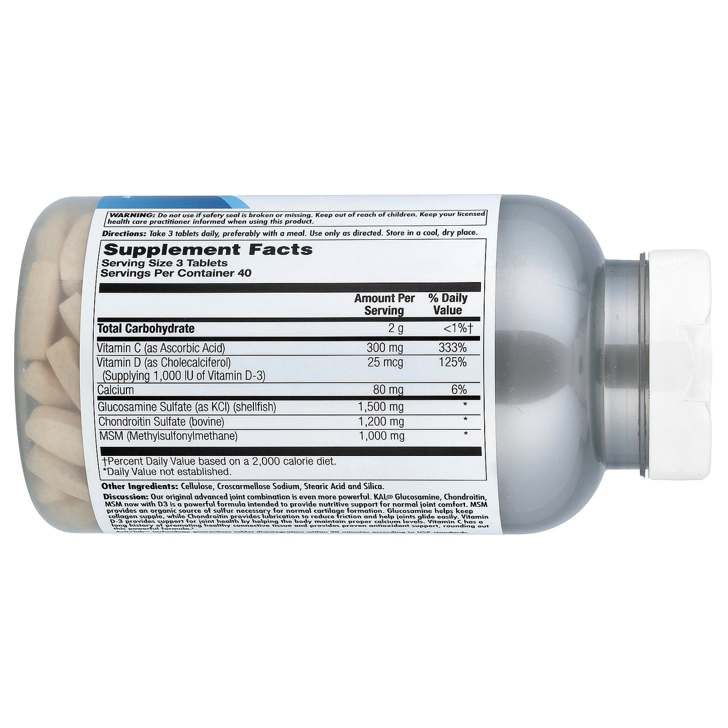 KAL, Glocosamine Chondroitin MSM D-3, 120 Tablets