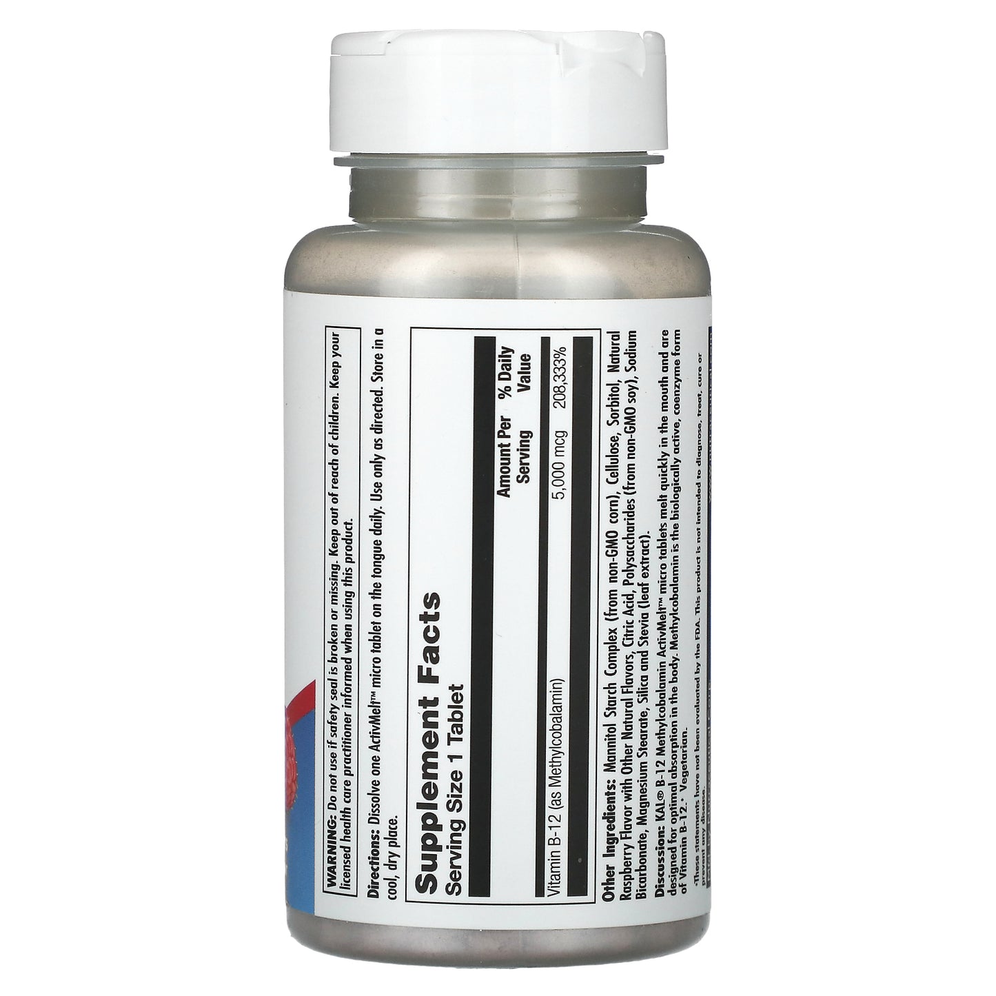 KAL, B-12 Methylcobalamin, Raspberry, 5,000 mcg, 90 Micro Tablets