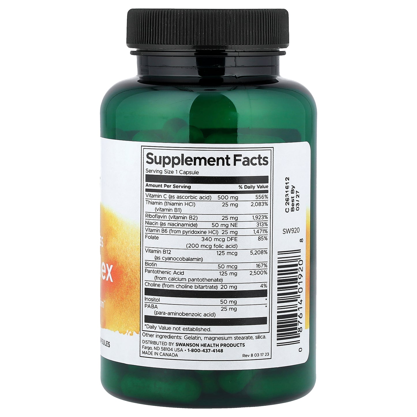 Swanson, Super Stress B-Complex With Vitamin C, 100 Capsules