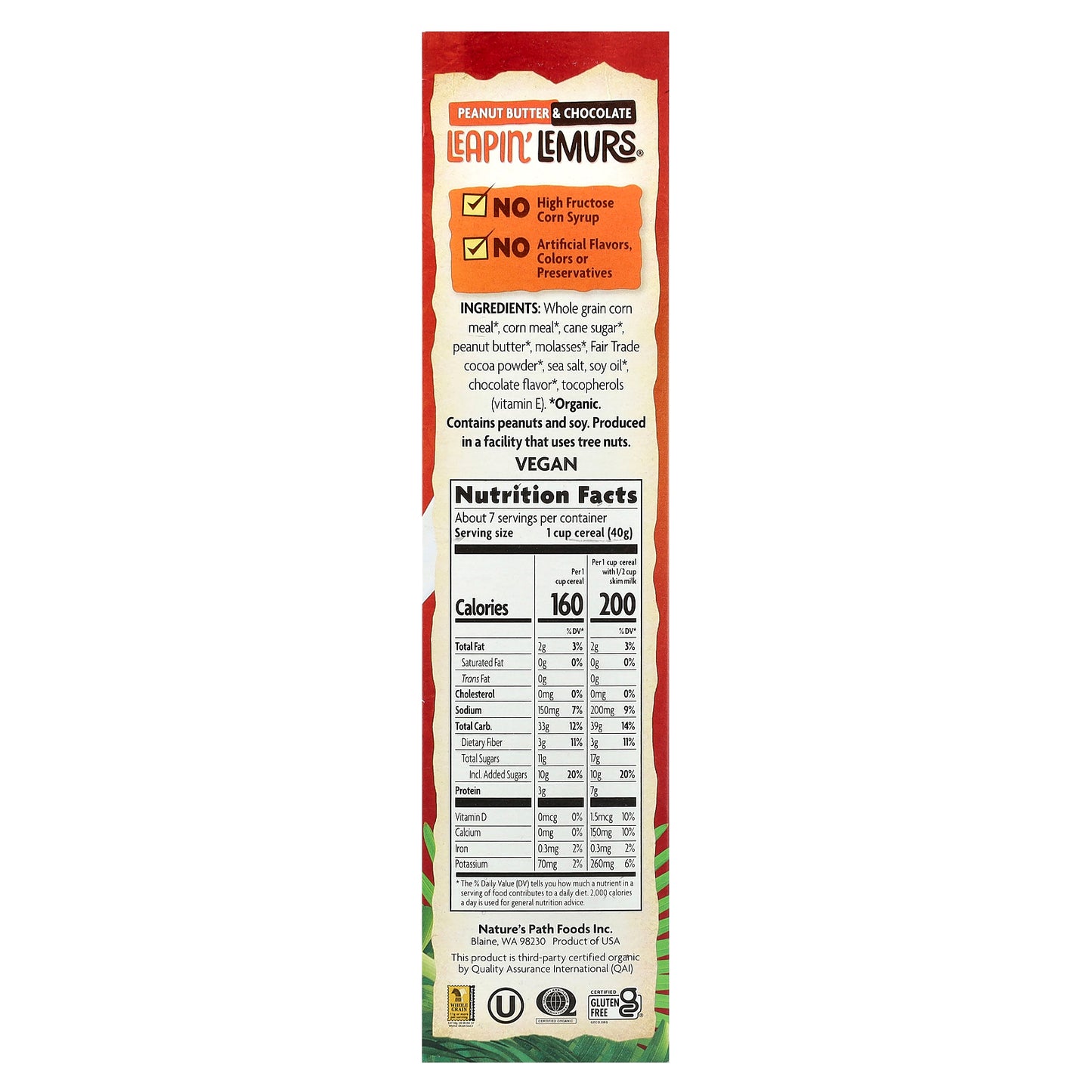 Nature's Path, Envirokidz Organic, Leapin' Lemurs Cereal, Peanut Butter & Chocolate, 10 oz (284 g)