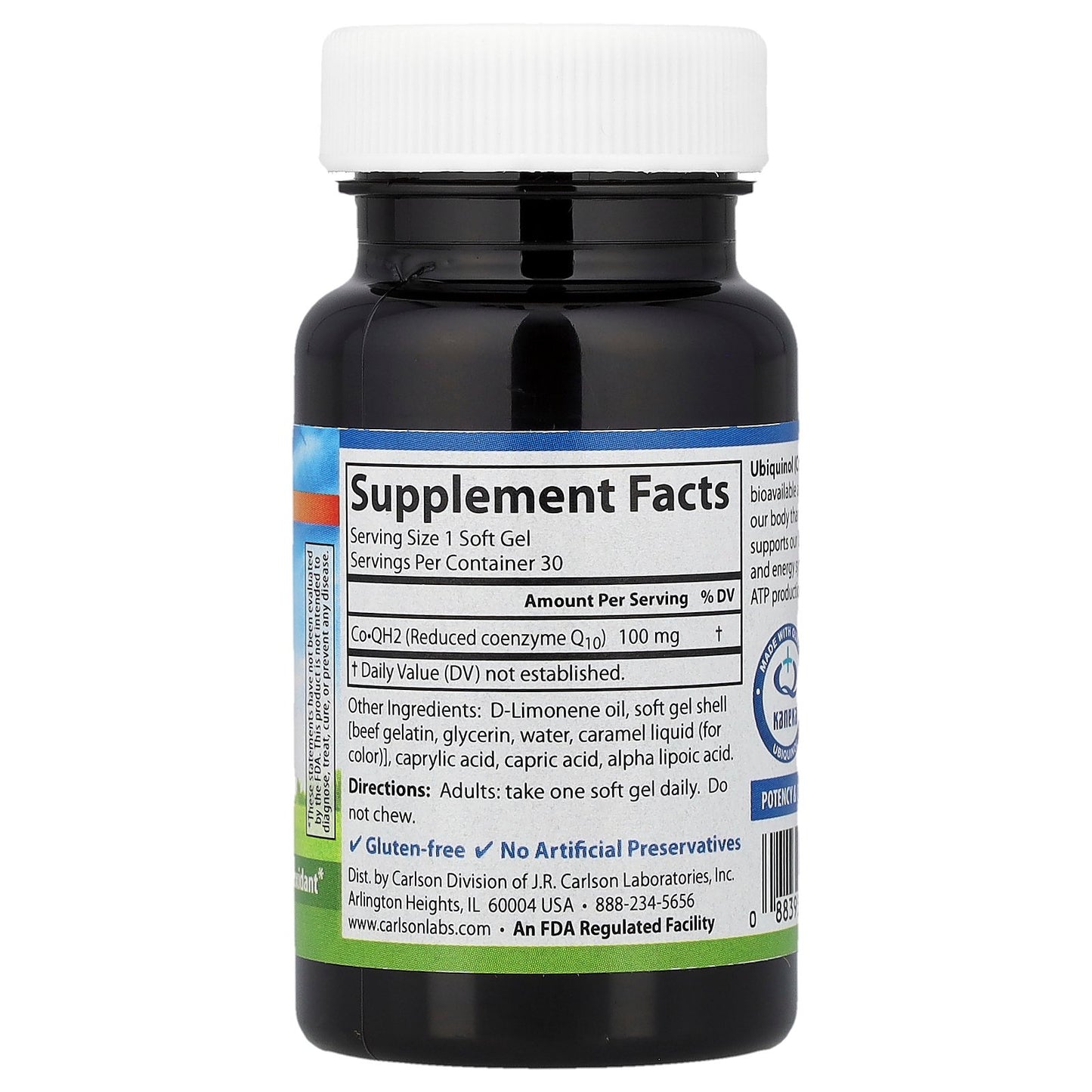 Carlson, CoQH2 Ubiquinol, 100 mg, 30 Soft Gels