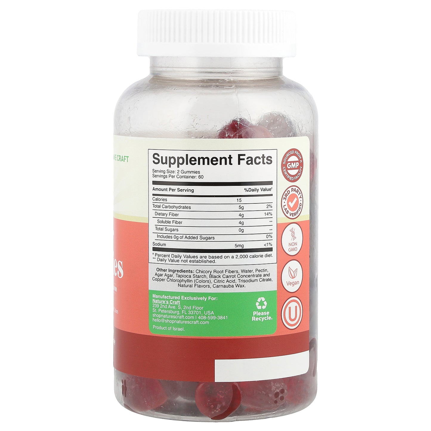 Nature's Craft, Fiber Gummies, Mixed Berries, 120 Gummies