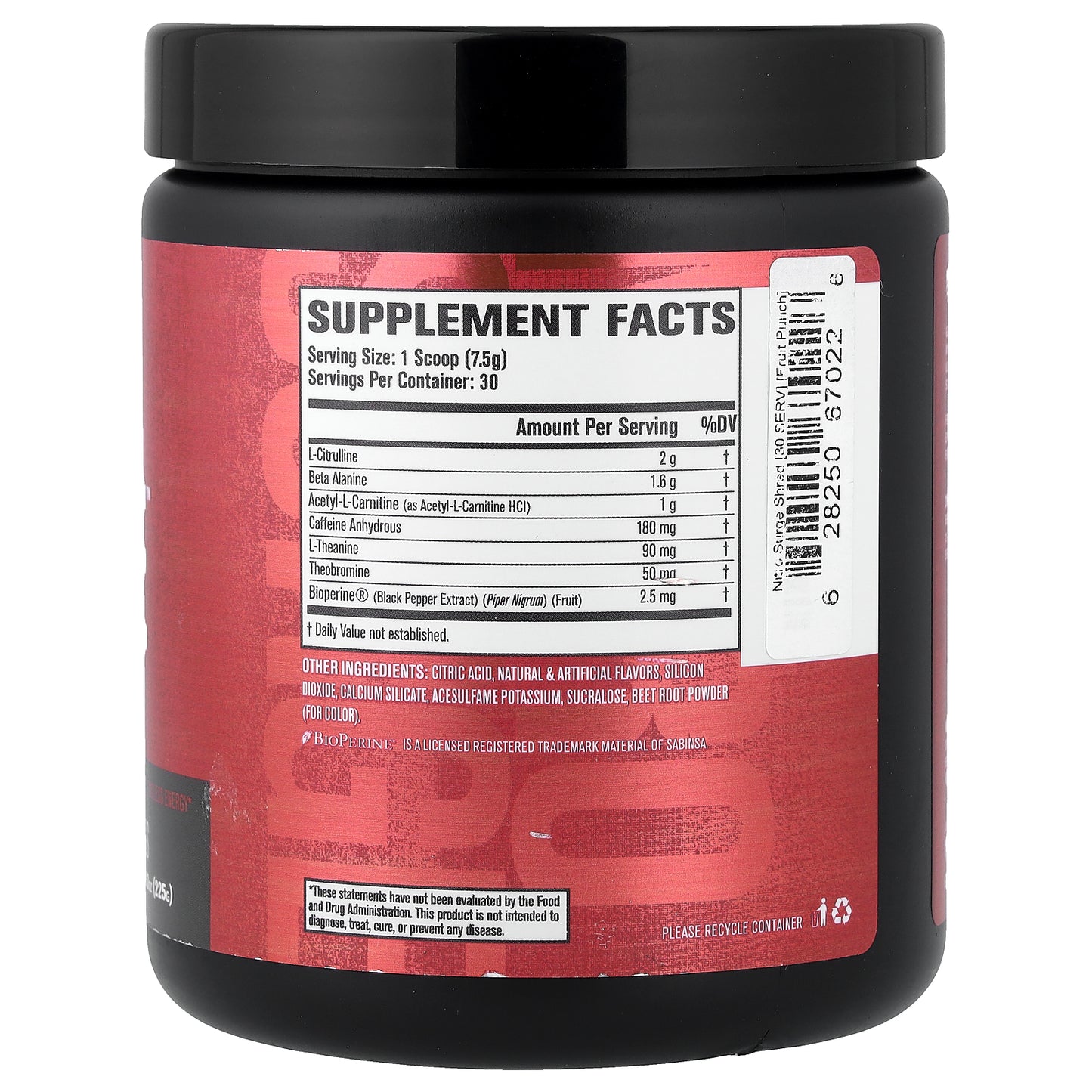 Jacked Factory, Nitro Surge™, Shred Thermogenic Pre-Workout, Fruit Punch, 7.93 oz. (225 g)