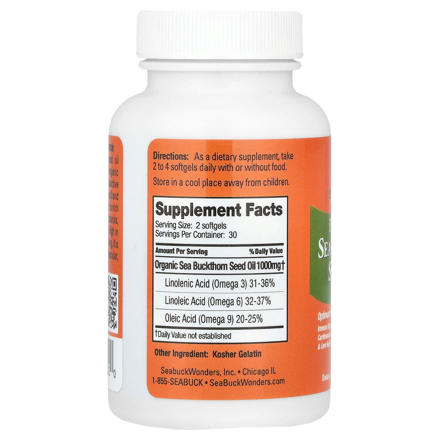 SeaBuckWonders, Sea Buckthorn Seed Oil, 60 Softgels (500 mg per Softgel)