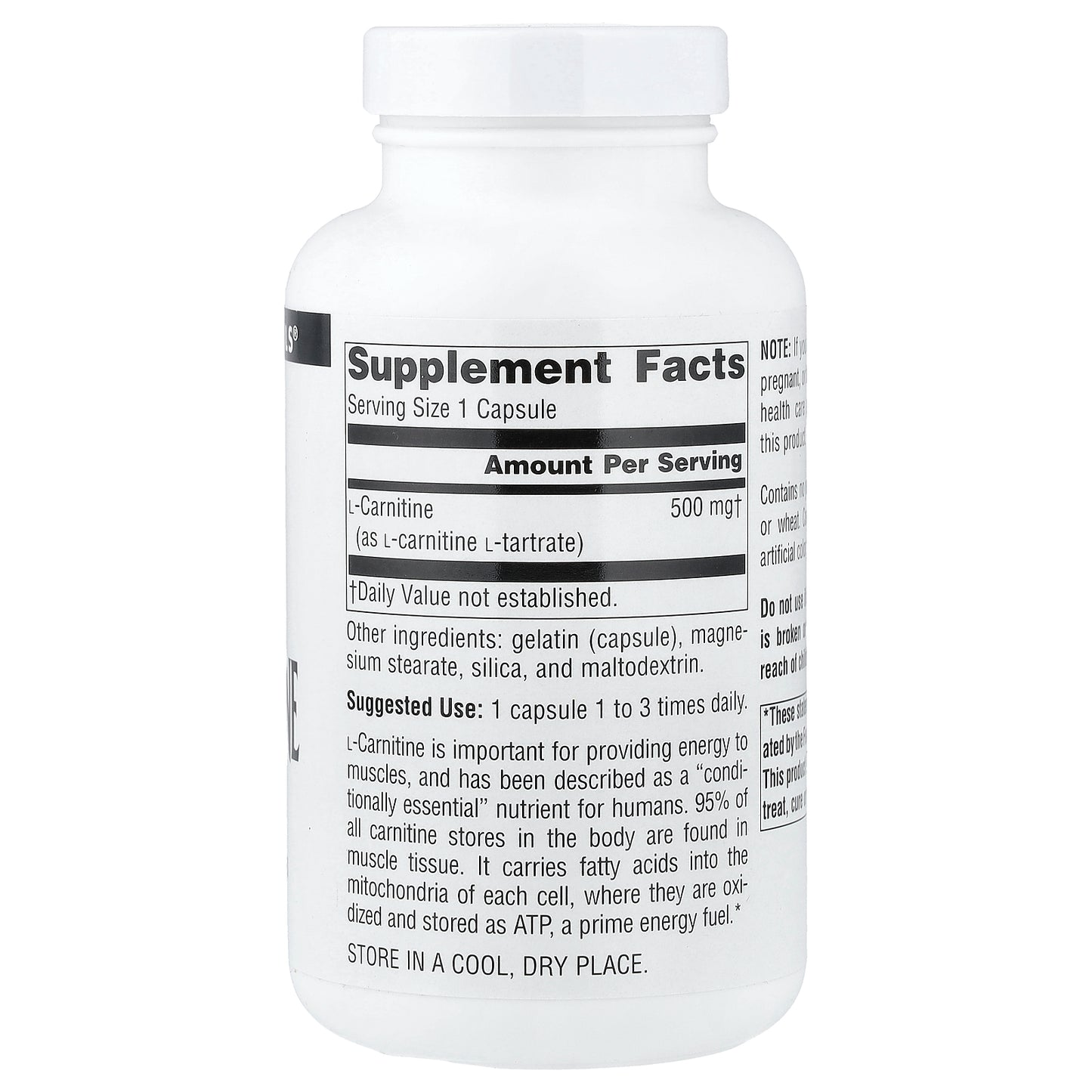 Source Naturals, L-Carnitine, 500 mg, 120 Capsules