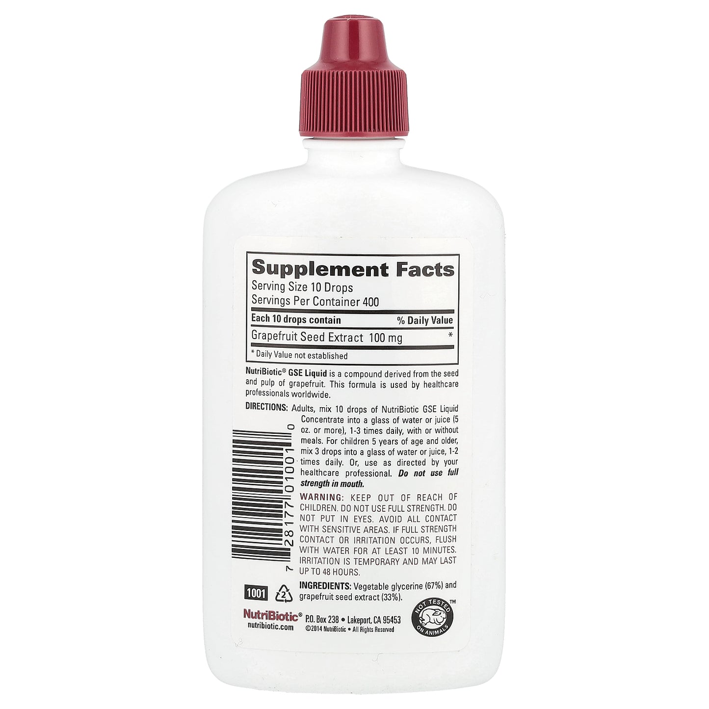 NutriBiotic, Vegan GSE, Grapefruit Seed Extract, Liquid Concentrate, 100 mg, 4 fl oz (118 ml)