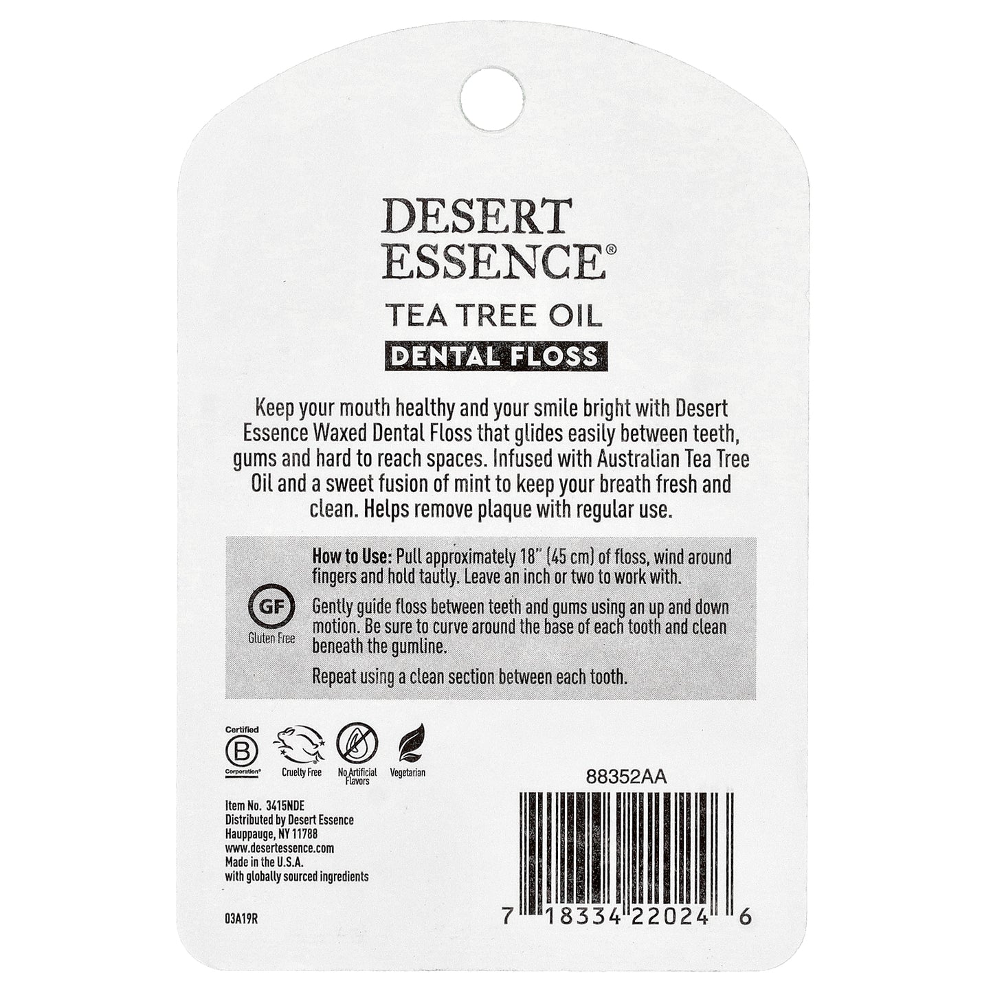 Desert Essence, Tea Tree Oil Dental Floss, Waxed, 50 Yds (45.7 m)