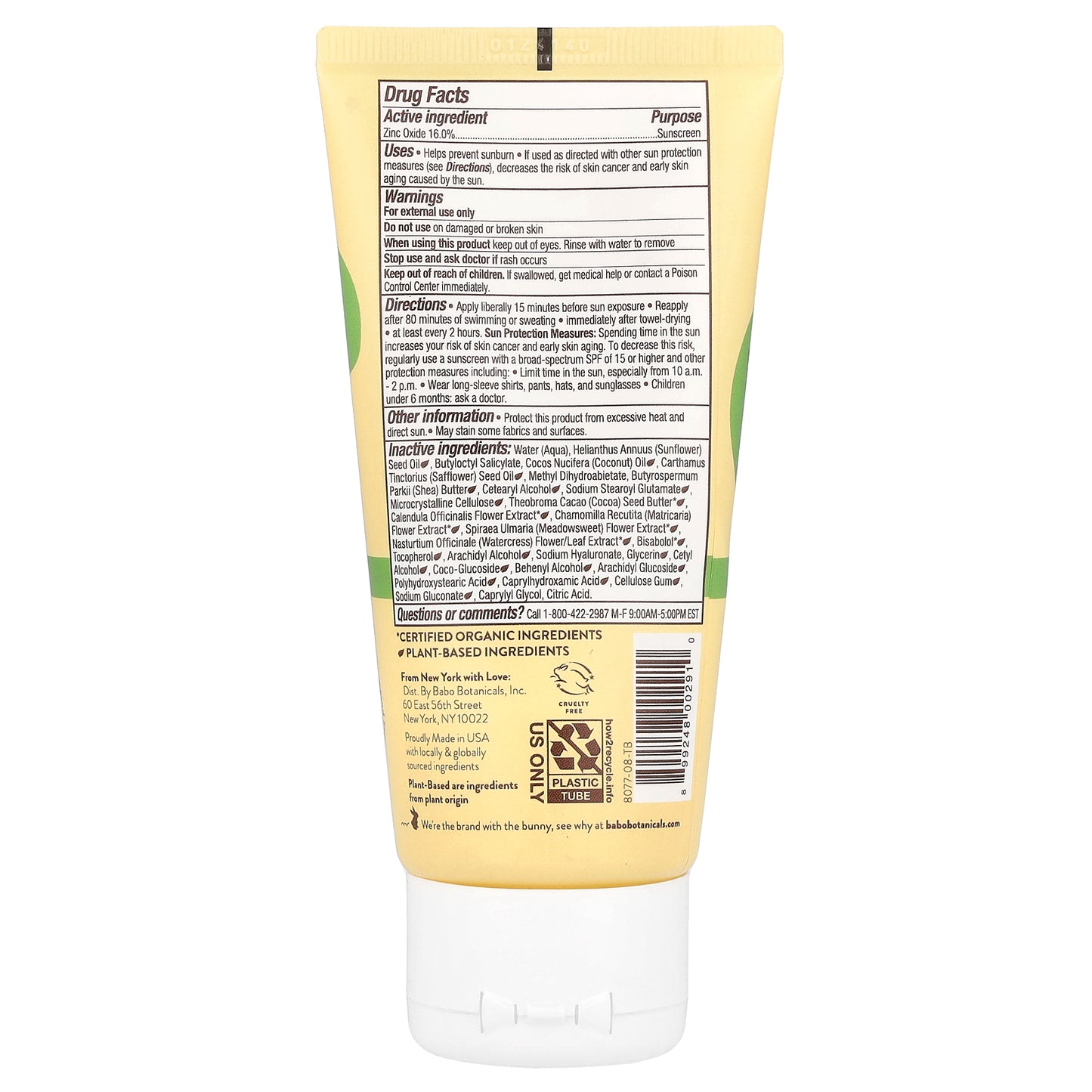 Babo Botanicals, Sheer Zinc Mineral Sunscreen Lotion, Sensitive Skin, SPF 30, Fragrance Free, 3 fl oz (89 ml)