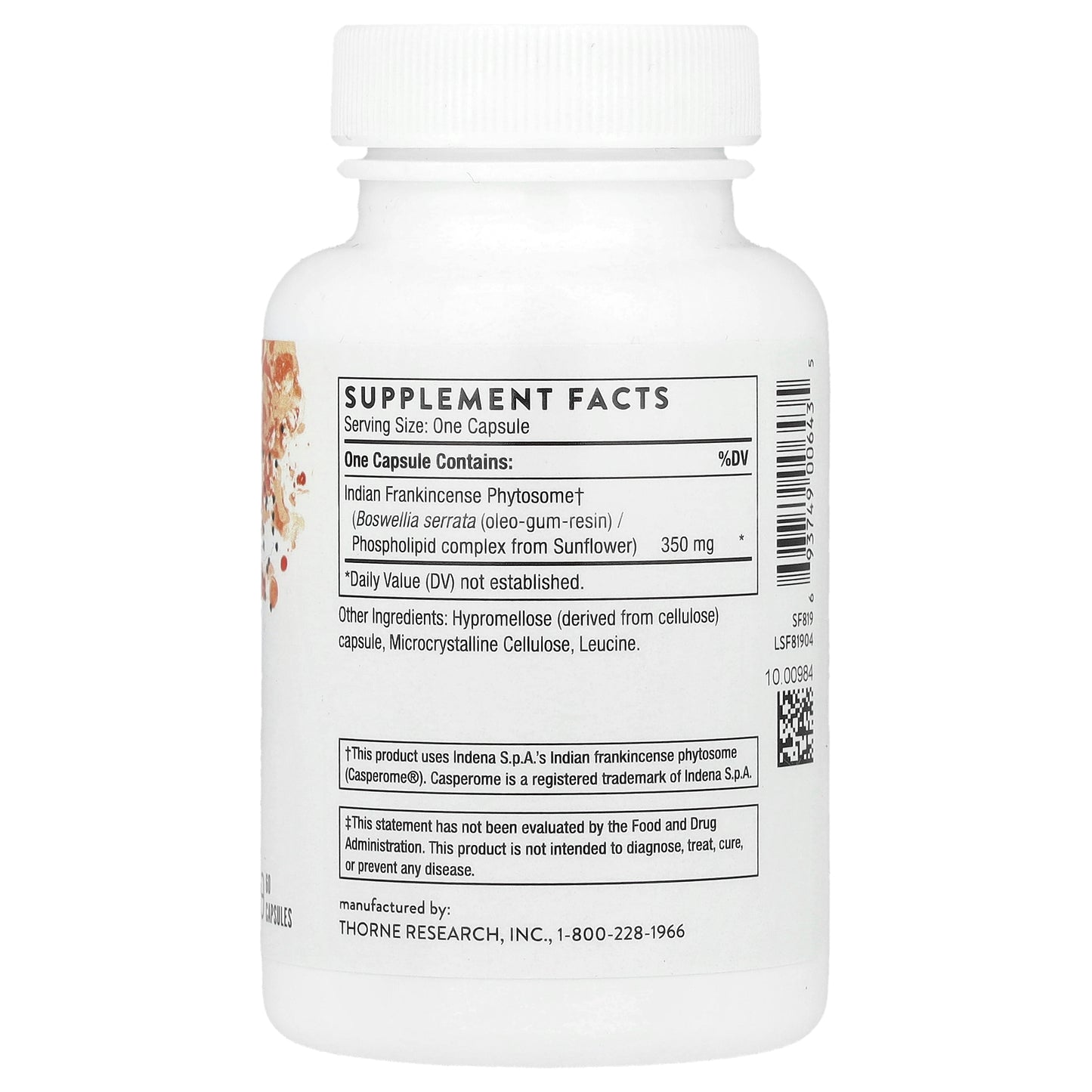 Thorne, Boswellia Phytosome, 60 Capsules (350 mg per Capsule)