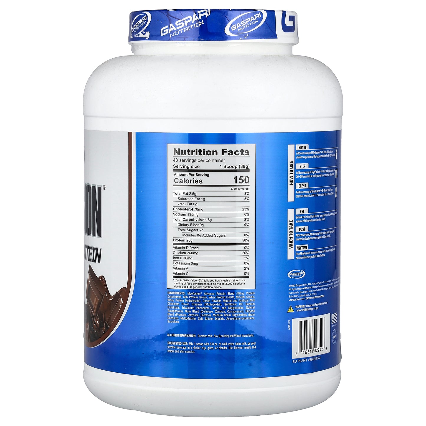 Gaspari Nutrition, MyoFusion®, Advanced Protein, Milk Chocolate, 4 lbs (1.81 kg)