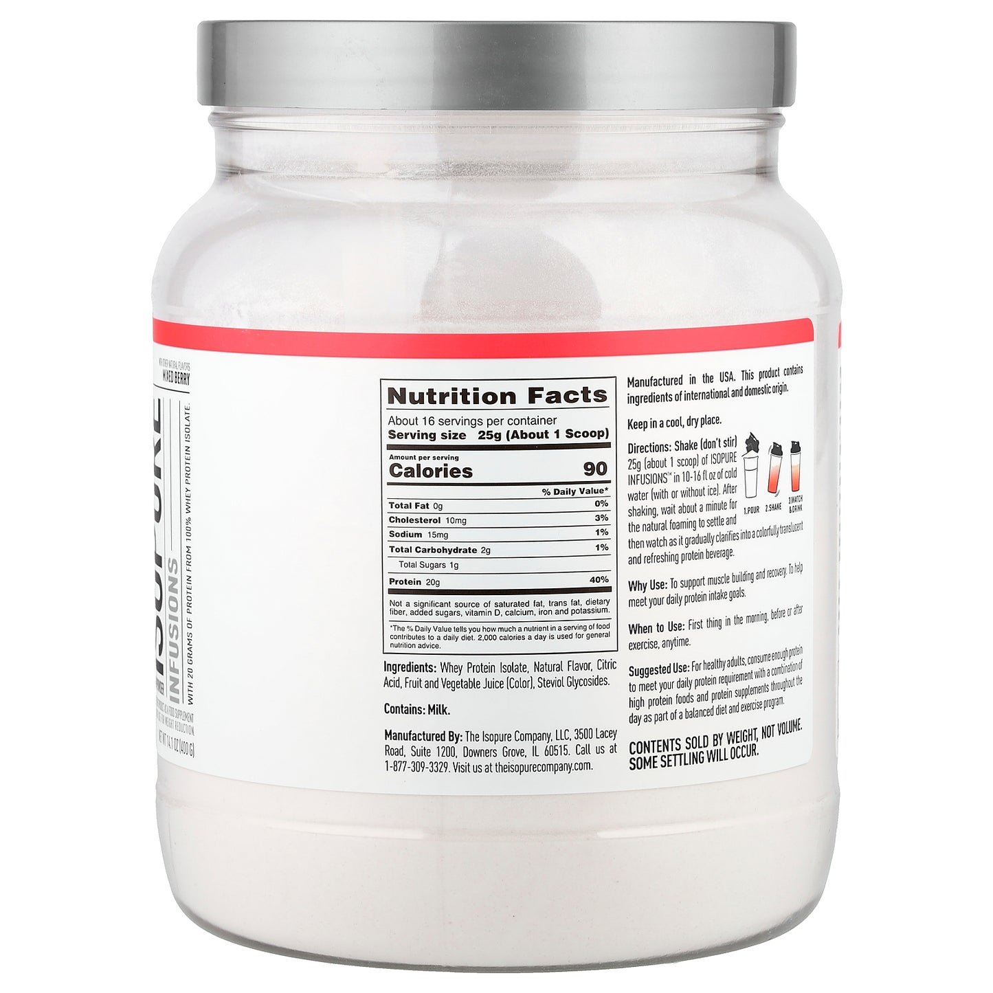 Isopure, Infusions Protein Powder, Mixed Berry, 14.1 oz (400 g)