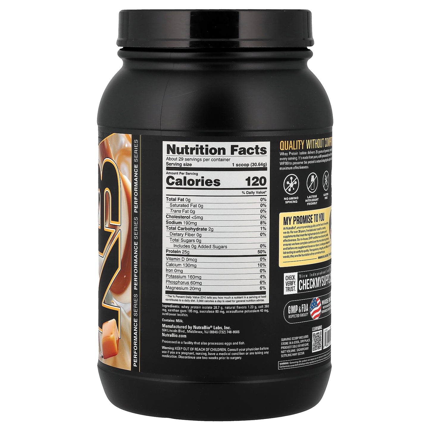 NutraBio, Whey Protein Isolate, Vanilla Caramel, 2 lb (907 g)