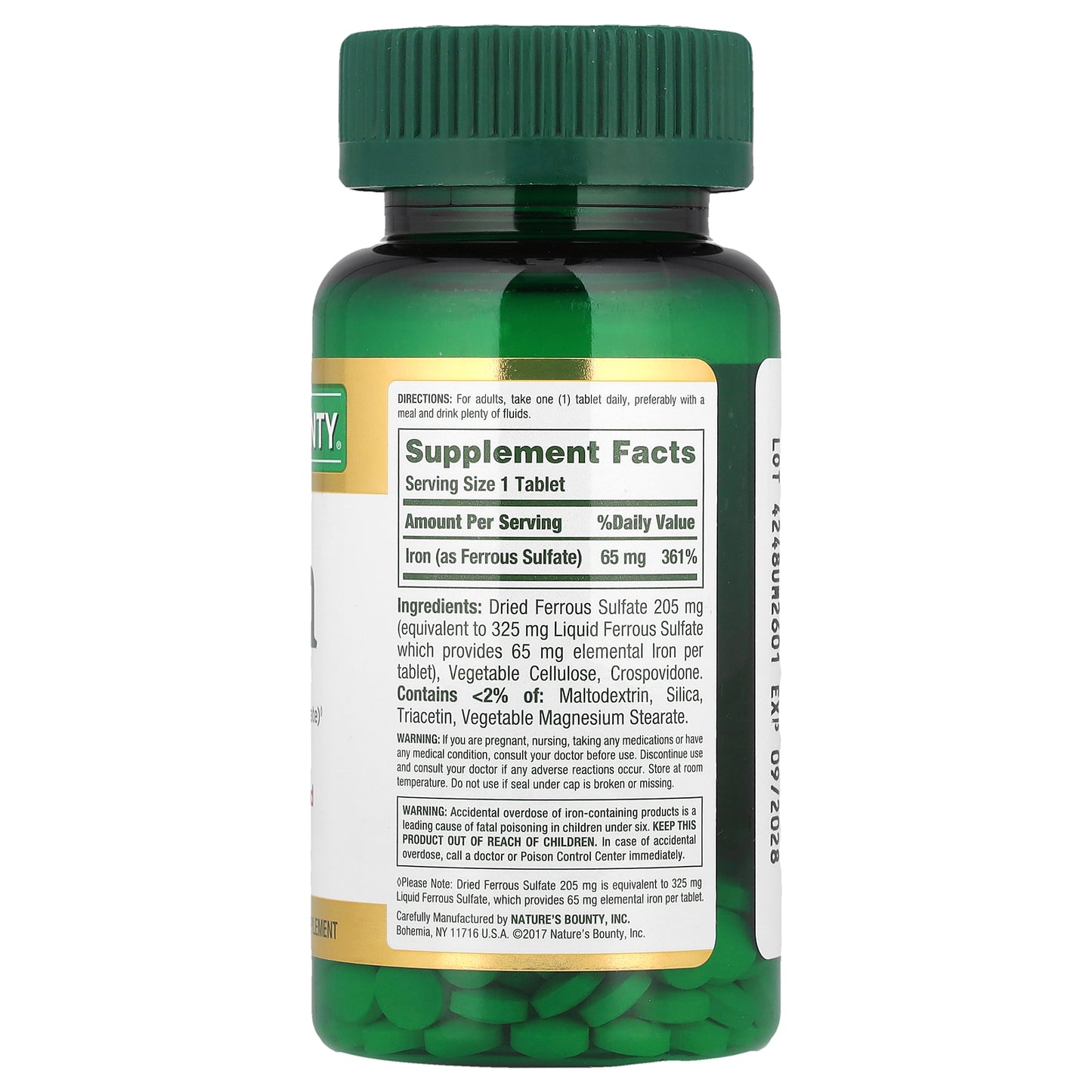 Nature's Bounty, Iron, 65 mg, 100 Tablets
