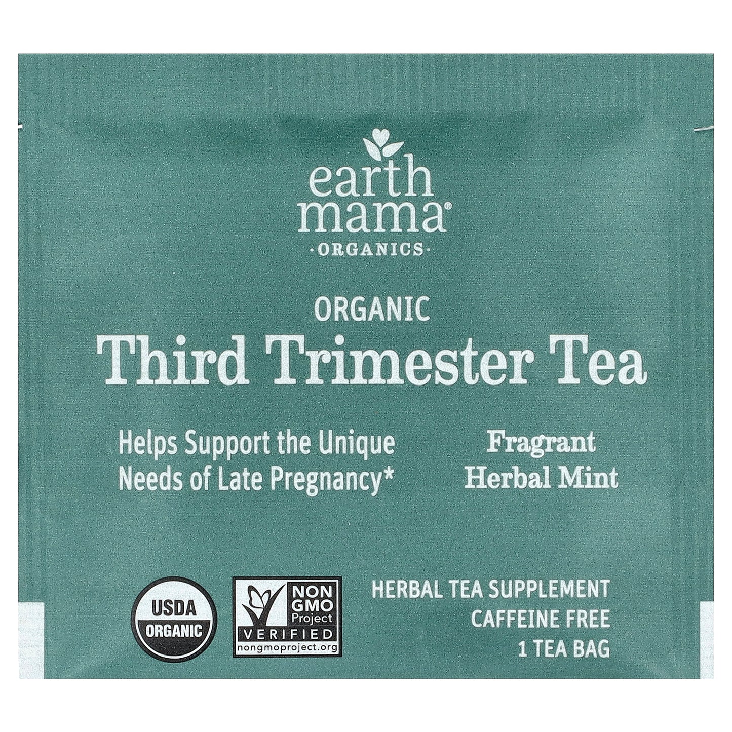 Earth Mama, Organics, 100 Organic Third Trimester Tea, Mint, Caffeine Free, 16 Tea Bags, 0.96 oz (27.2 g)