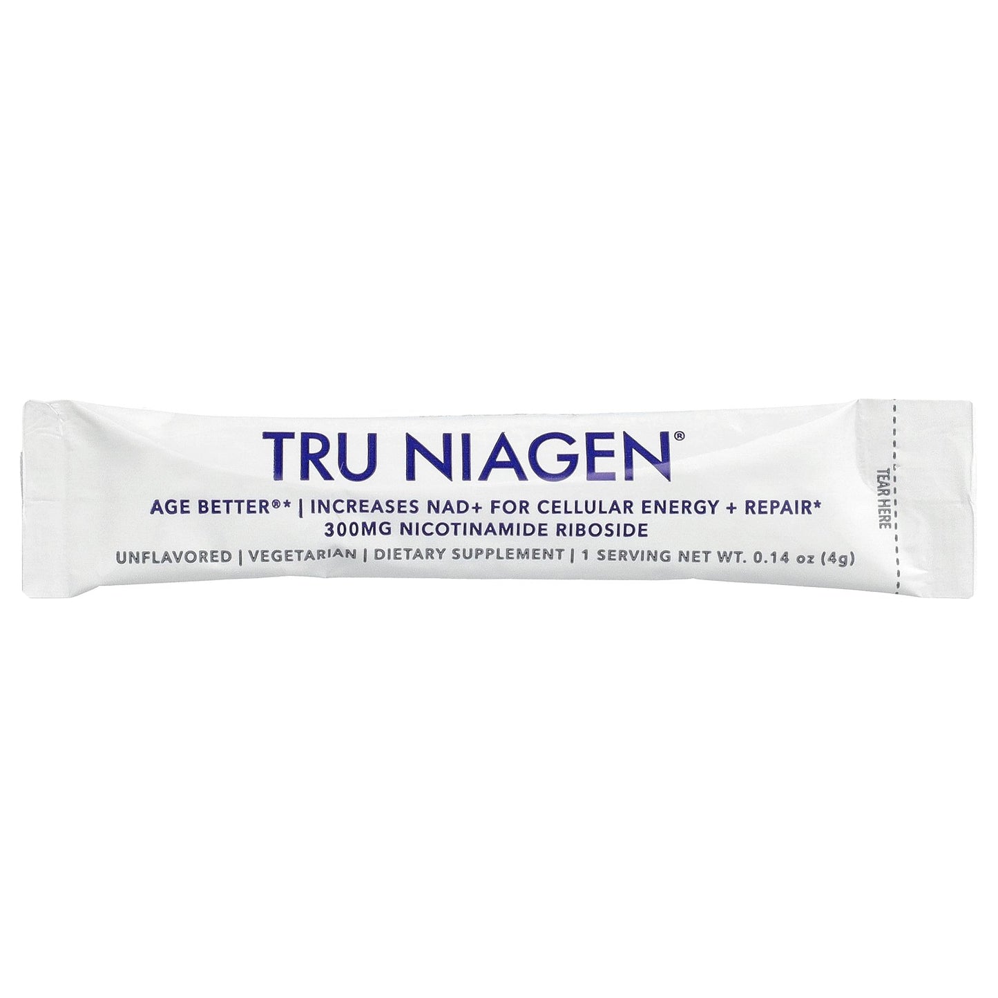 Tru Niagen, NAD+, Nicotinamide Riboside, Unflavored, 30 Stick Packs, 0.14 oz (4 g) Each