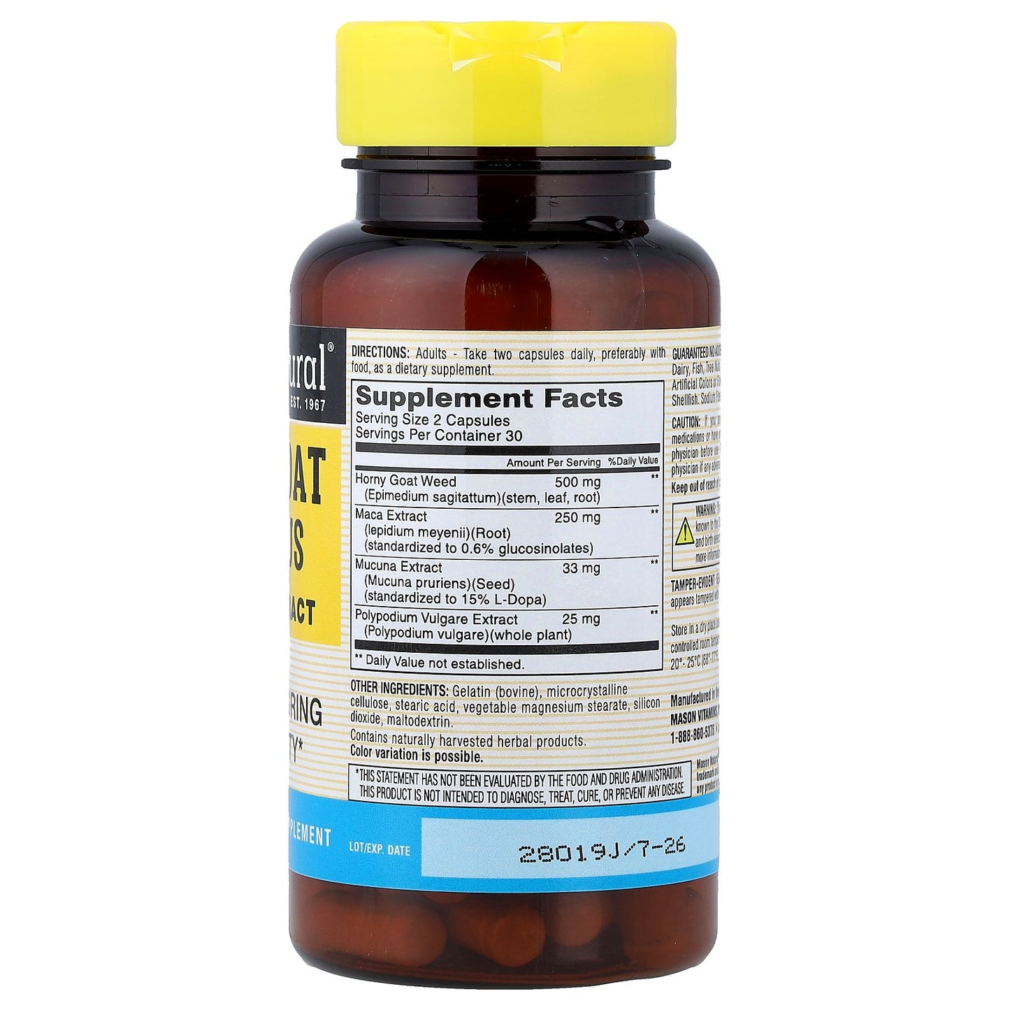 Mason Natural, Horny Goat Weed Plus With Maca Extract, 60 Capsules