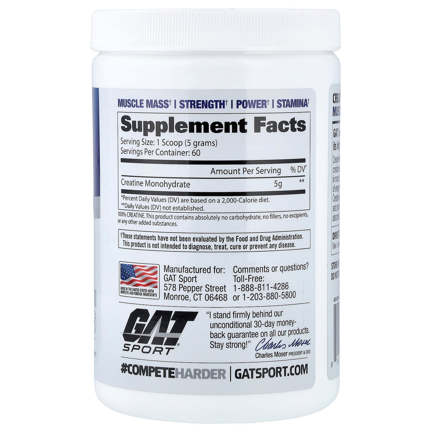 GAT, Creatine, Unflavored, 10.58 oz (300 g)