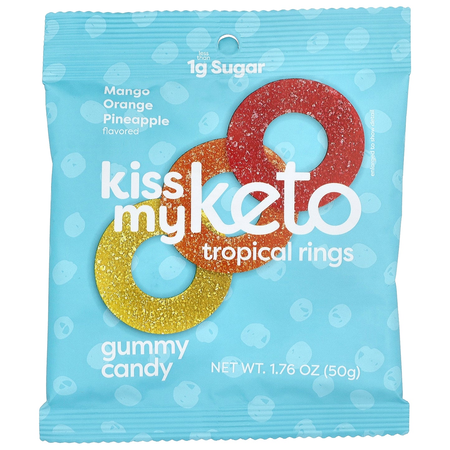 Kiss My Keto, Gummy Candy, Tropical Rings, Mango Orange Pineapple, 6 Bags, 1.76 oz (50 g ) Each