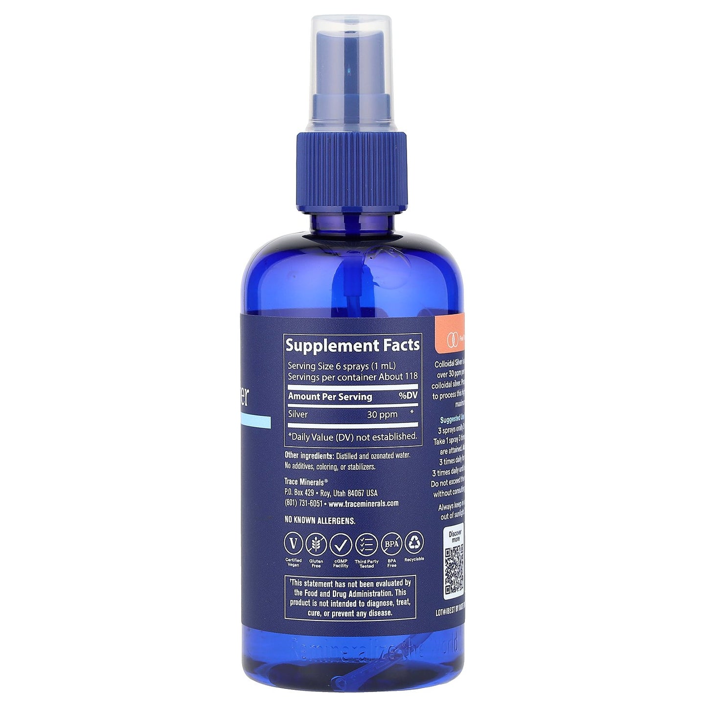 Trace, Colloidal Silver Mineral Spray, 4 fl oz (118 ml)