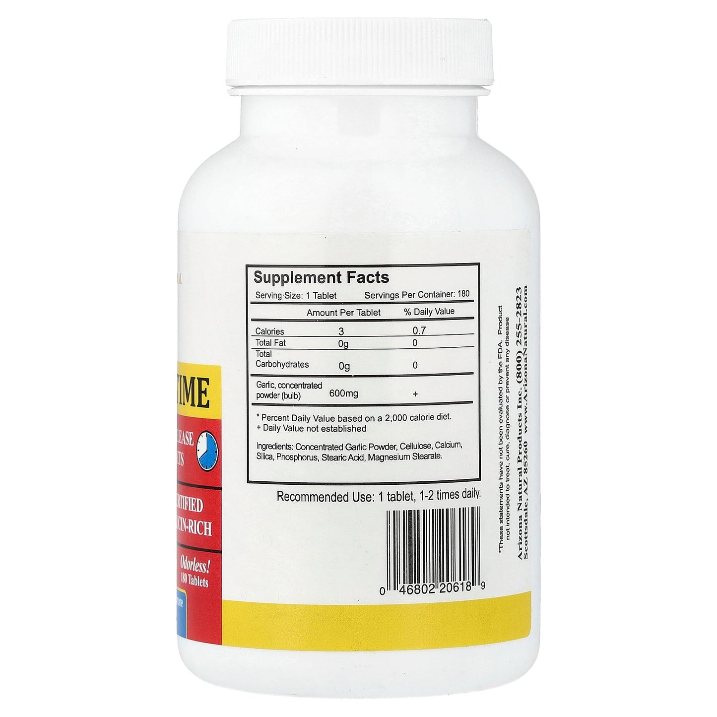 Arizona Natural, Garlic Time, 600 mg , 180 Tablets