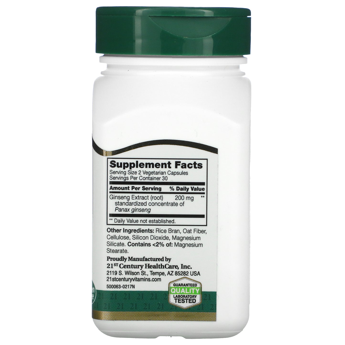 21st Century, Standardized Ginseng Extract, 60 Vegetarian Capsule (100 mg per Capsule)