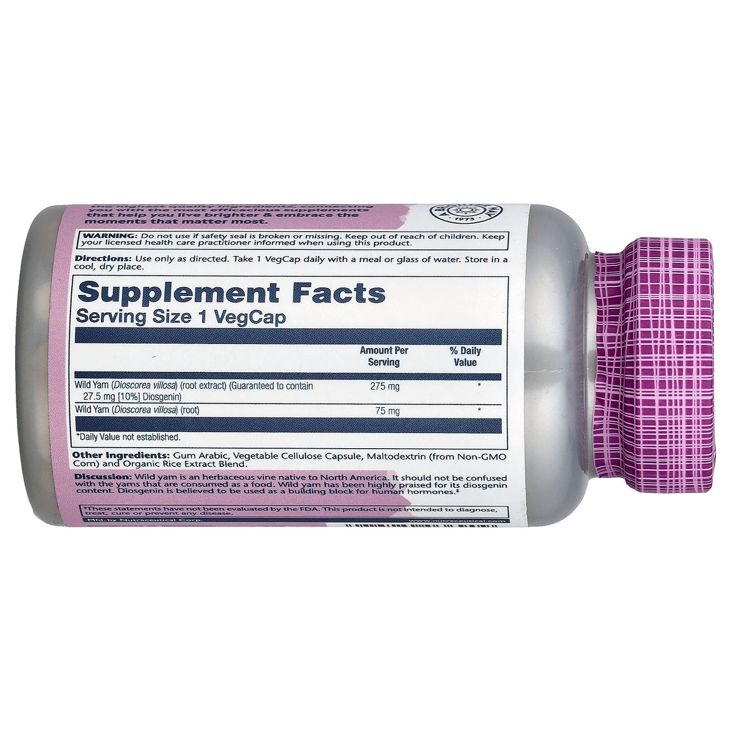 Solaray, Vital Extracts, Wild Yam, 60 VegCaps