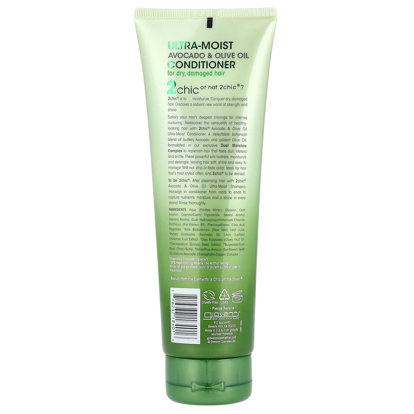 Giovanni, 2chic®, Ultra Moist Conditioner, For Dry, Damaged Hair, Avocado + Olive Oil, 8.5 fl oz (250 ml)