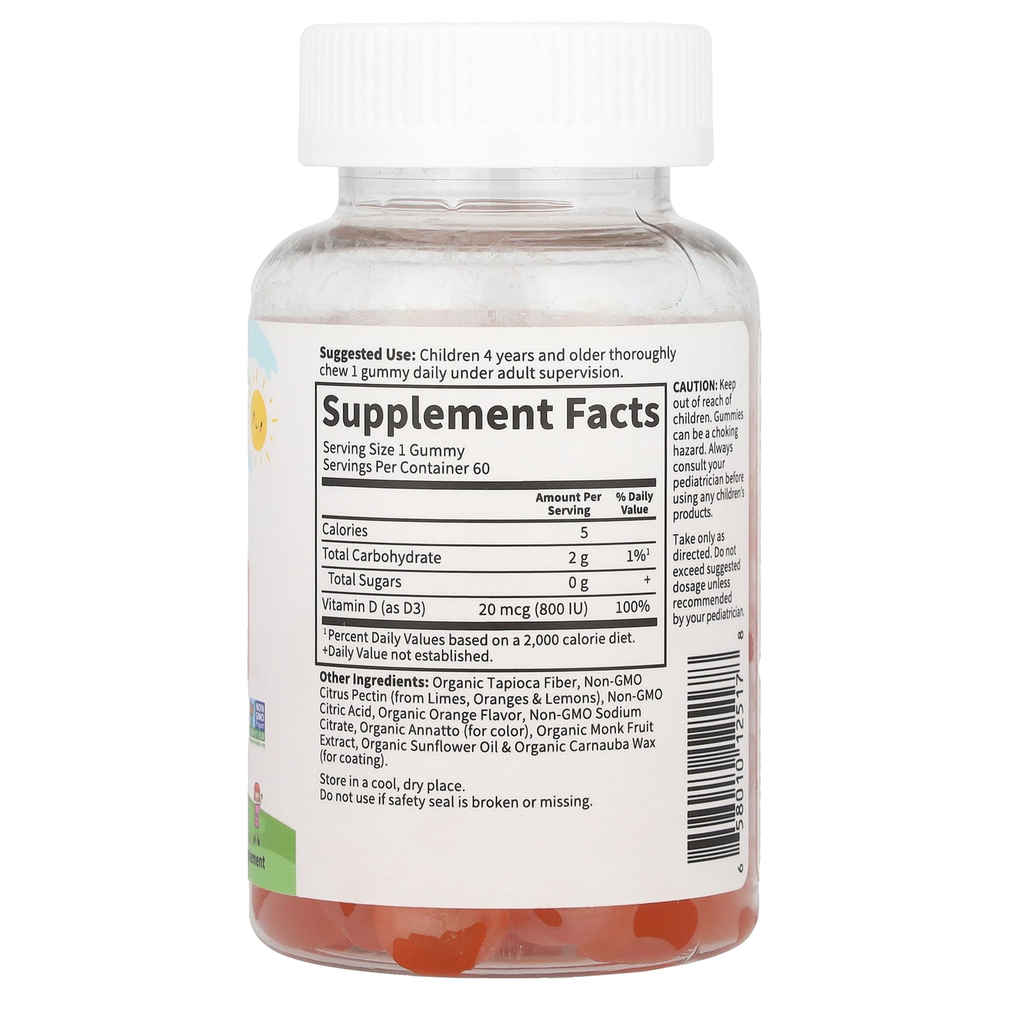 Garden of Life, Kids, Vitamin D3, Orange, 20 mcg (800 IU), 60 Vegetarian Gummies