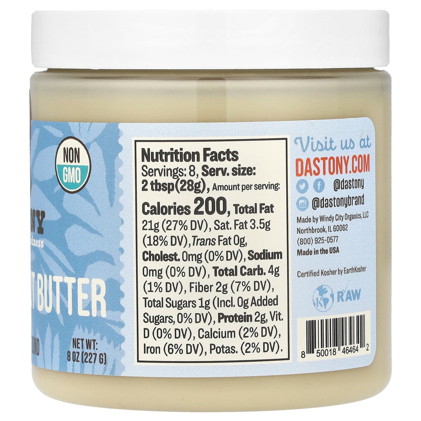 Dastony, Organic Macadamia Nut Butter, Ultra Smooth, 8 oz (227 g)