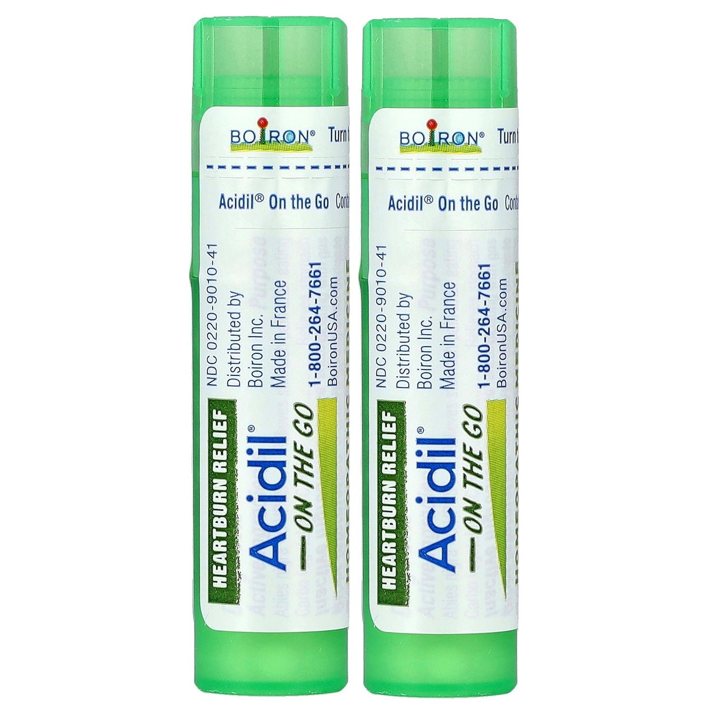 Boiron, Acidil On The Go, Multi-Symptom Heartburn Relief, 2 Portable Tubes, 80 Pellets Each