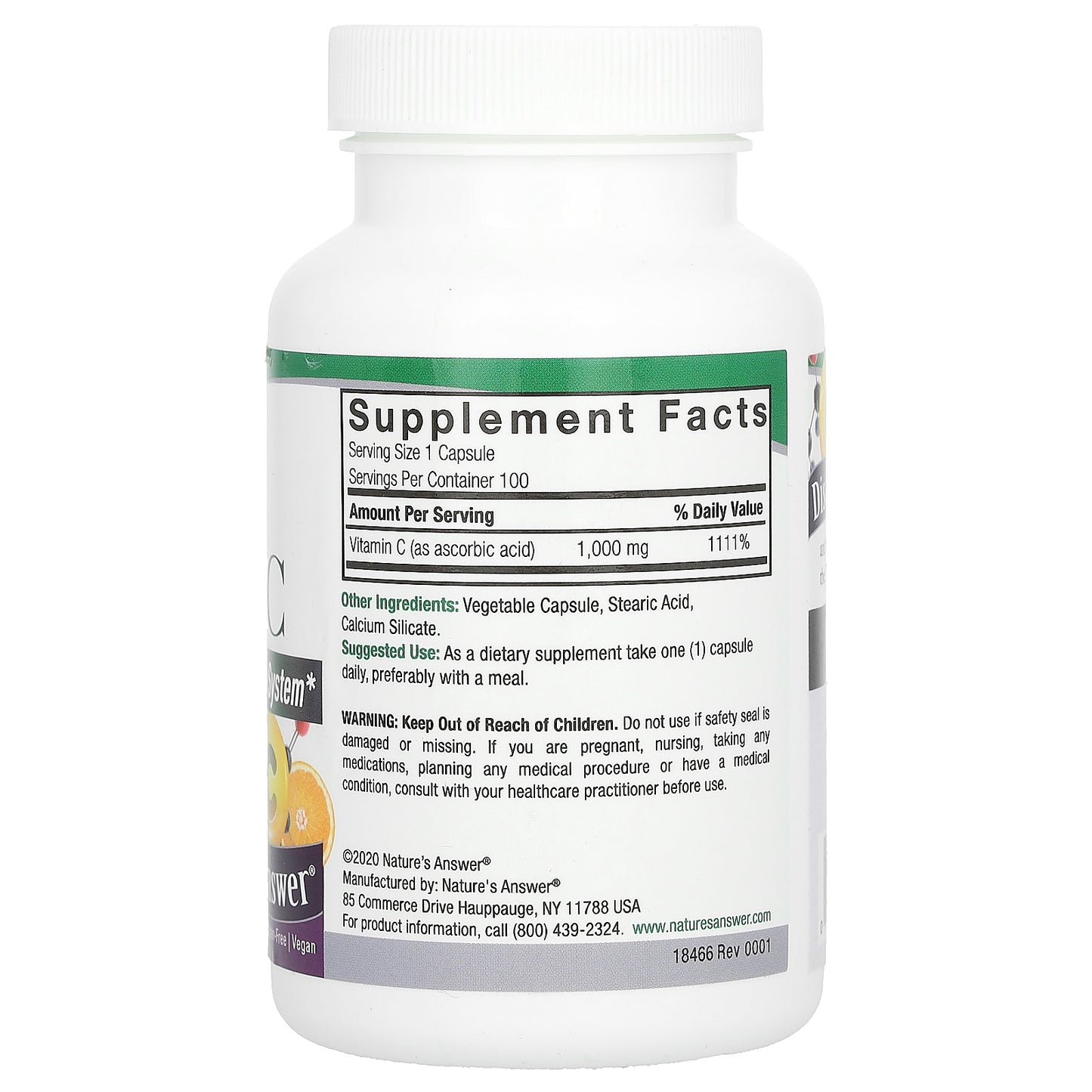 Nature's Answer, Vitamin C, 1,000 mg, 100 Vegetarian Capsules