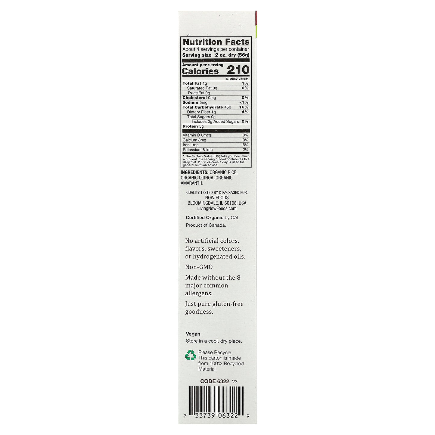 NOW Foods, Living Now®, Organic Quinoa Penne, 8 oz (227 g)