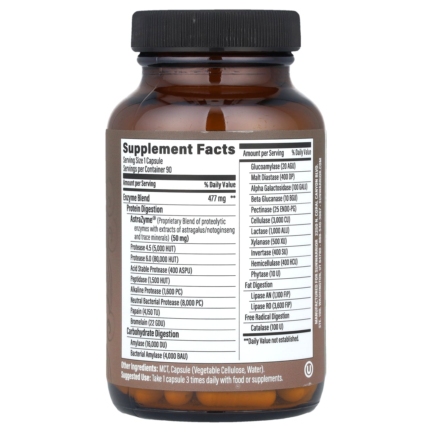 Sunwarrior, Digestive Enzymes, Enzorb , 90 Vegan Capsules