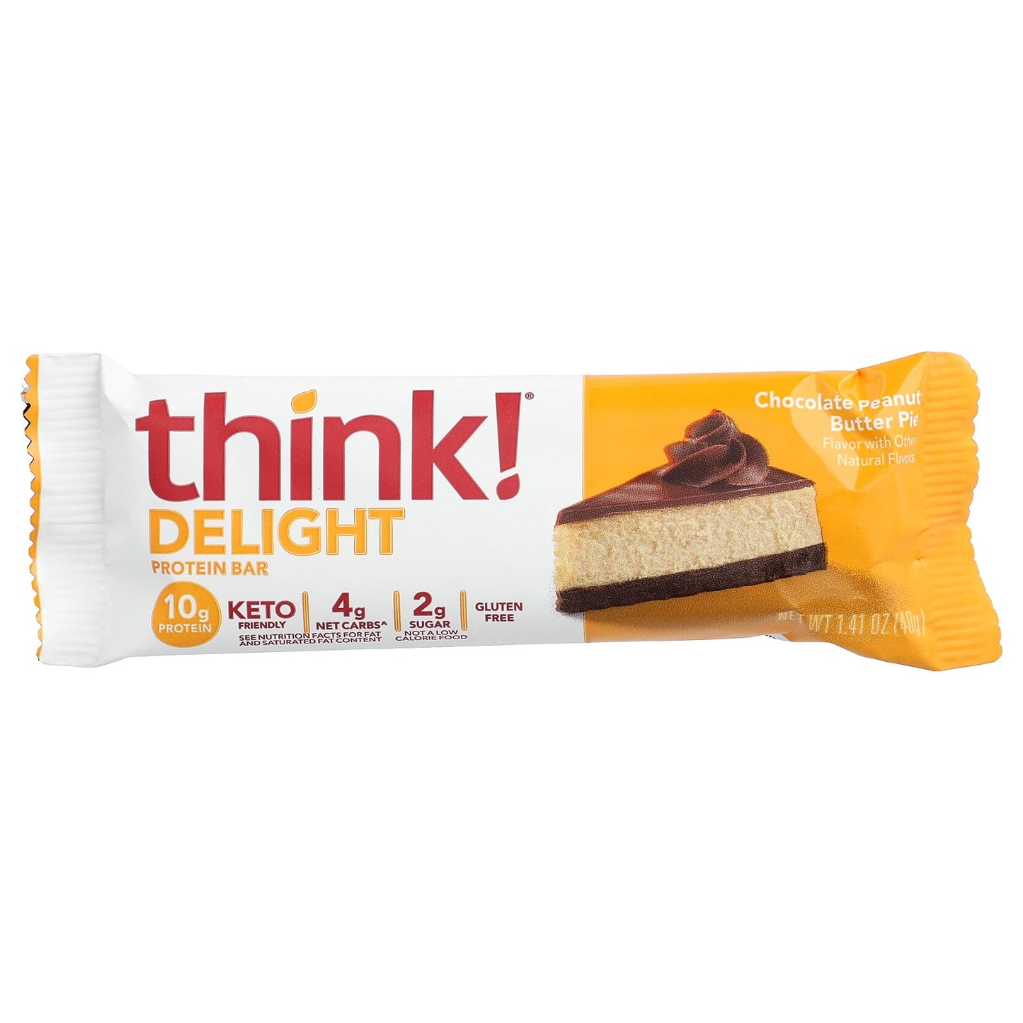 Think !, Delight Protein Bar, Chocolate Peanut Butter Pie, 5 Bars, 1.41 oz (40 g) Each