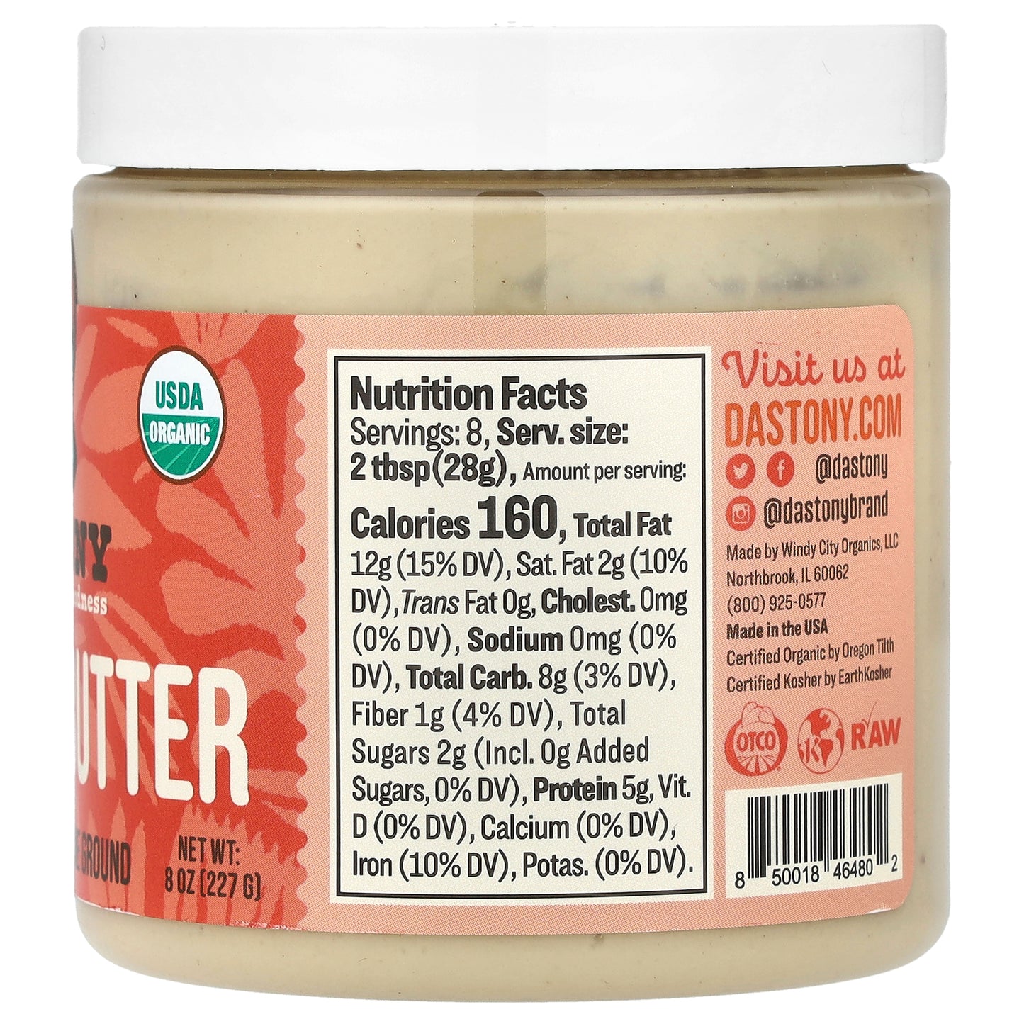Dastony, Organic Cashew Butter, Ultra Smooth, 8 oz (227 g)