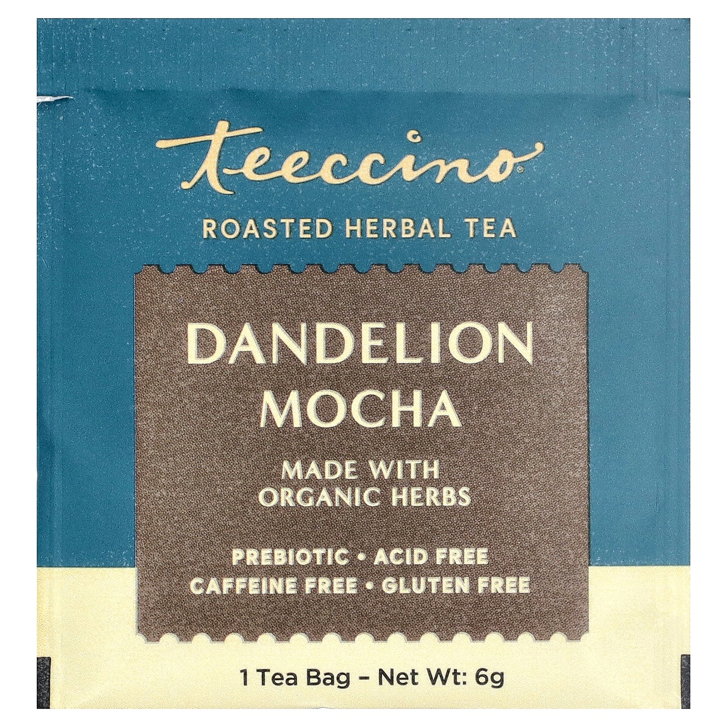 Teeccino, Roasted Herbal Tea, Dandelion Mocha, Caffeine Free, 25 Tea Bags, 5.3 oz (150 g)