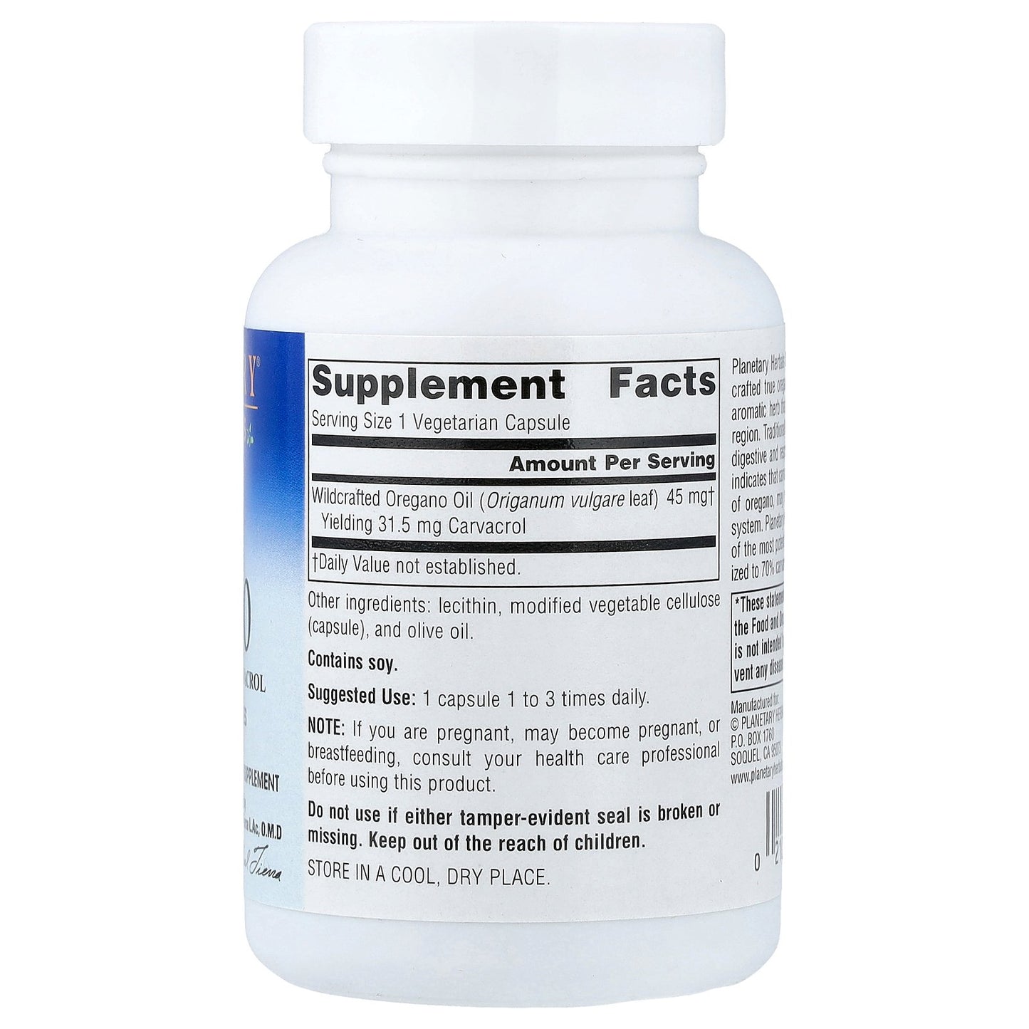 Planetary Herbals, Oil Of Oregano, 60 Vegetarian Capsules (45 mg per Capsule)