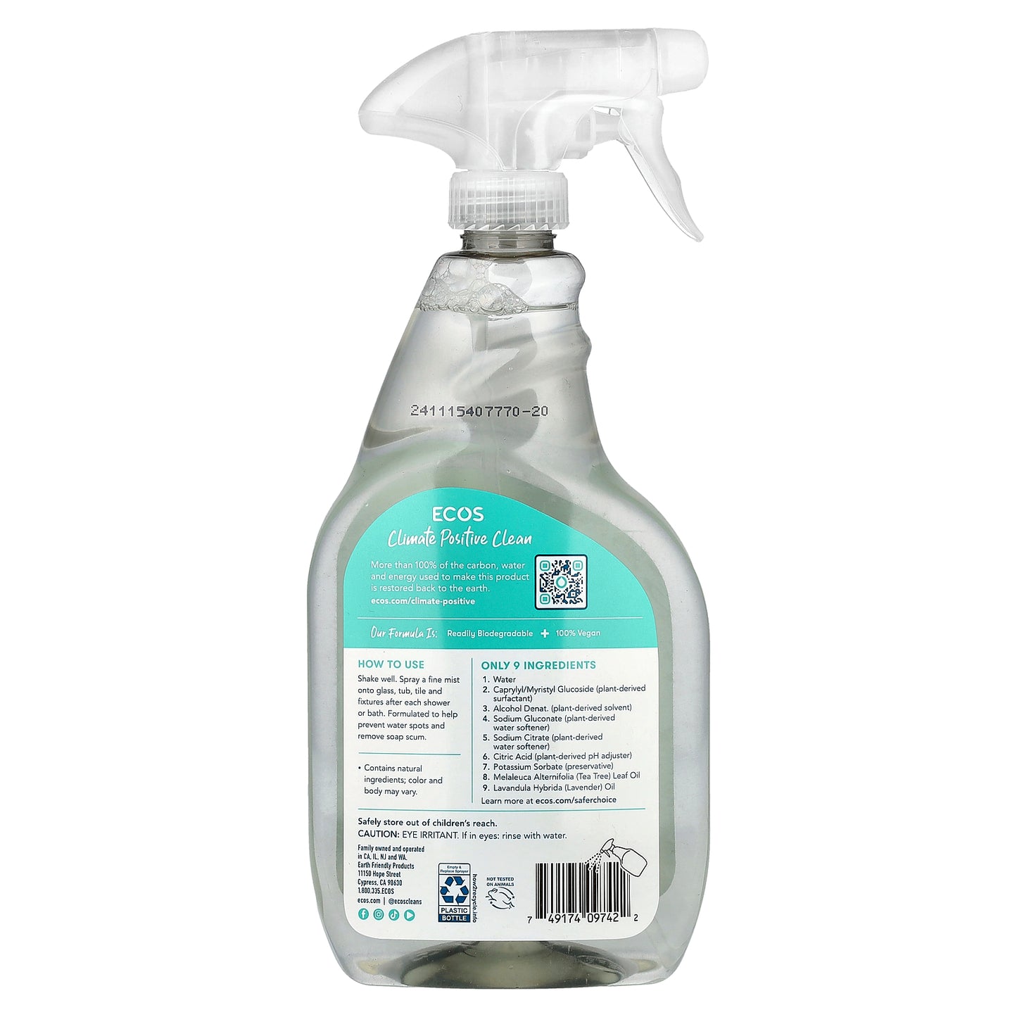 Earth Friendly Products, ECOS®, Bathroom Cleaner, Tea Tree, 22 fl oz (650 ml)